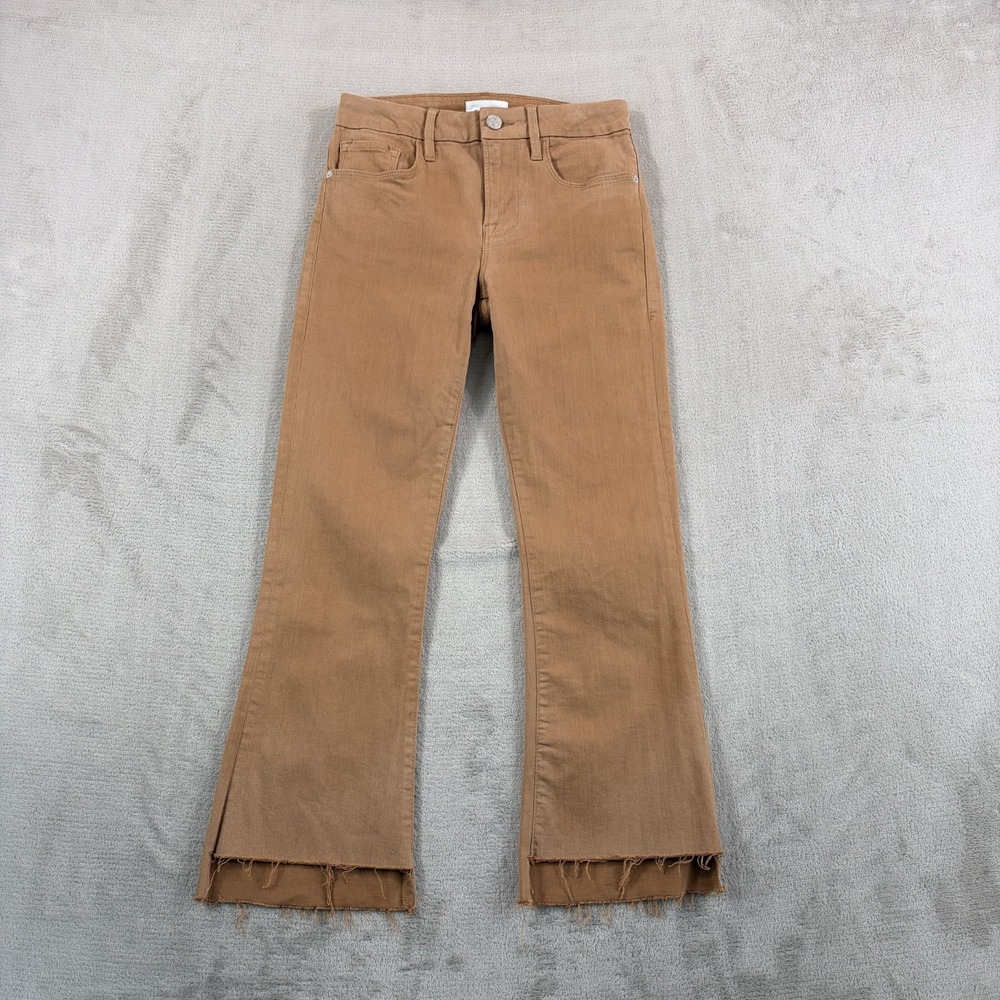 FRAME Le Crop Mini Boot Jeans in Latte Women 25 Stretch Denim Mid Rise $228